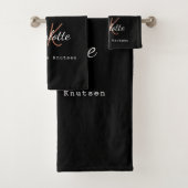 Rose noir parties scintillant or monogramme nom sc (En situation)
