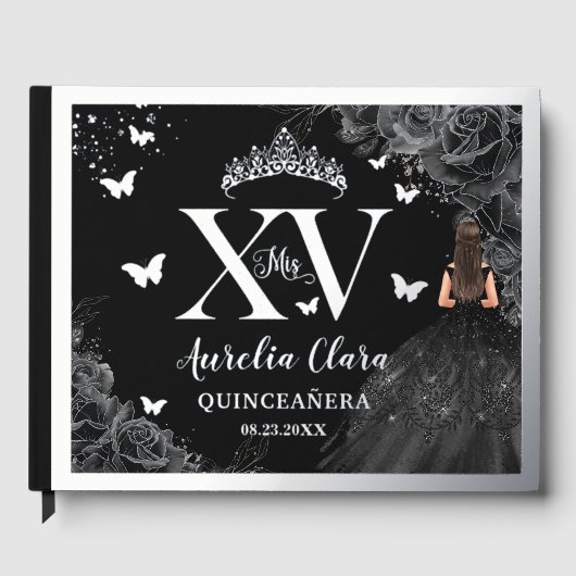 Rose noir Quinceañera Quince 15 XV Argent (Recto)