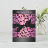 Rose noir/rose chaud et bow Invitation d'anniversa (Debout devant)