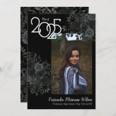 Rose noir sombre Faire-part de graduation gothique (Devant / Derrière)