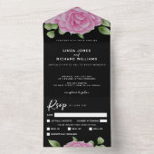 Rose noir tout en un Faire-part de mariage (À l'intérieur)