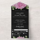 Rose noir tout en un Faire-part de mariage (À l'intérieur)