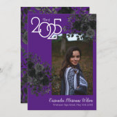 Rose noir violet Faire-part gothique (Devant / Derrière)