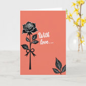 Rose noire avec carte d'amour (Fleur jaune)
