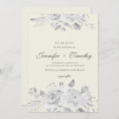 rose noire et blanche faire-part de mariage (Devant / Derrière)