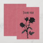 Rose noire gothique sur fond rouge rose Merci (Devant / Derrière)