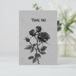 Rose noire gothique sur gris acier Merci
