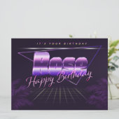 Rose Nom Prénom lila retro Carte (Debout devant)