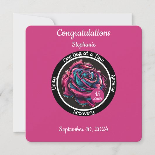 Rose Nuchterheidschijf | 12-Stappen Herstel Kaart (Voorkant)
