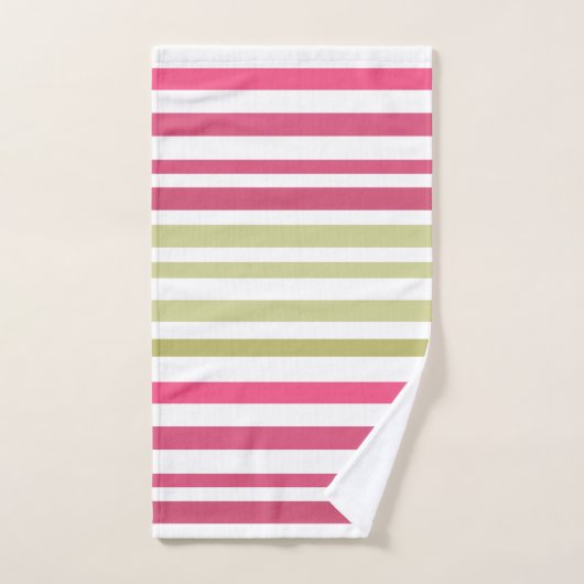 rose olive rayé (Serviette à main)