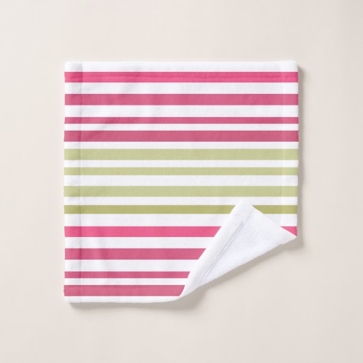 rose olive rayé (Gant de toilette)