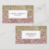 Rose Ombre Parties scintillant rose or Cartes de v (Devant / Derrière)