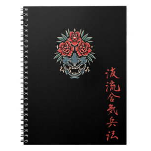 Rose Oni Kanji Notitieboek Zwart