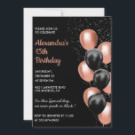 Rose or 15e anniversaire invitation Balloon Black<br><div class="desc">or rose 15e anniversaire invitation Balloon Black Rose parties scintillant moderne glam scintillante calligraphie typographie féminine jalon classique élégant</div>