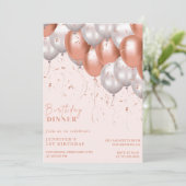 Rose or 1er anniversaire invitations Ballons Glam (Debout devant)