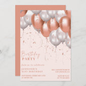 Rose or 41e anniversaire invitations Balloon Glam (Devant / Derrière)
