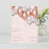 Rose or 49e anniversaire invitations Balloon Glam (Debout devant)