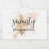 Rose & Or 70e Anniversaire Mini Étiquette de Vins  (Étiquettes simples)