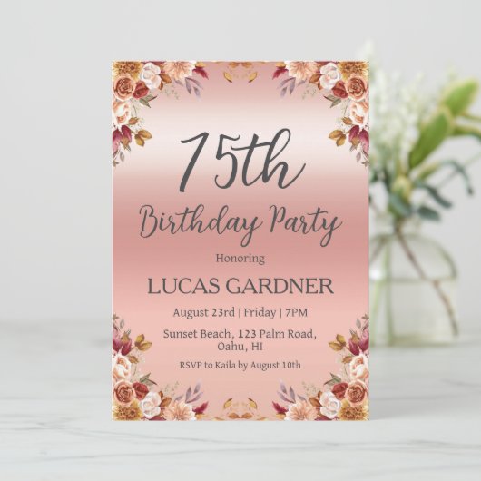 Rose or 75e anniversaire invitations (Debout devant)