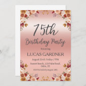 Rose or 75e anniversaire invitations (Devant / Derrière)