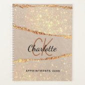Rose or agate parties scintillant marbre  monogram (Devant)