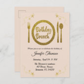 Rose or anniversaire brunch invitation carte posta (Devant / Derrière)