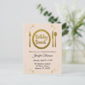 Rose or anniversaire brunch invitation carte posta (Debout devant)