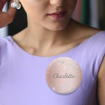 Rose or argent parties scintillant poussière monog<br><div class="desc">Un élégant arrière - plan rose à l'aspect faux métallique. Décoré avec de la poussière de parties scintillant en faux argent. Personnalisez et ajoutez votre nom. Le nom est écrit avec un script de style écrit à la main.</div>