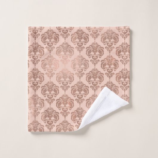 Rose Or Blush rose moderne Glam Damask (Gant de toilette)