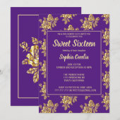 Rose or brillant Sweet 16 Invitation (Devant / Derrière)