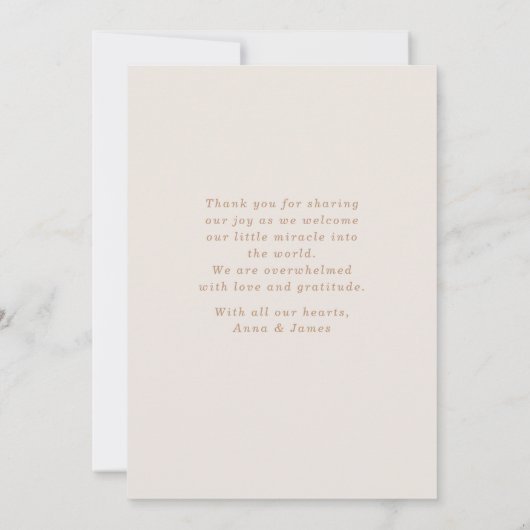 rose or | carte bébé (Dos)