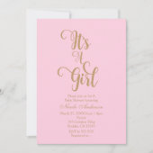 Rose & Or C'est une fille Bébé Douche Invitations (Devant)