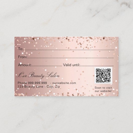 Rose or code qr certificat cadeau d'entreprise (Dos)