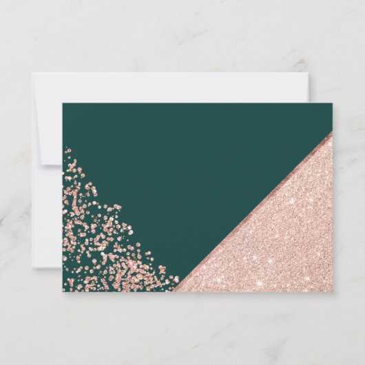 Rose or confetti cadre vert rsvp mariage (Dos)