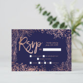 Rose or confetti floral marine bleu rsvp mariage (Debout devant)