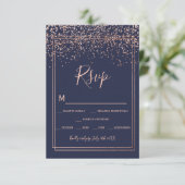 Rose or confetti marine bleu script frontière rsvp (Debout devant)
