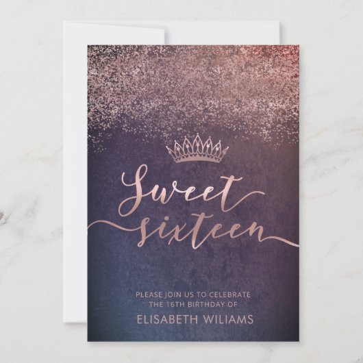 Rose or confetti ombre tiara invitation (Devant)