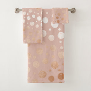 Rose-or et beige points motif