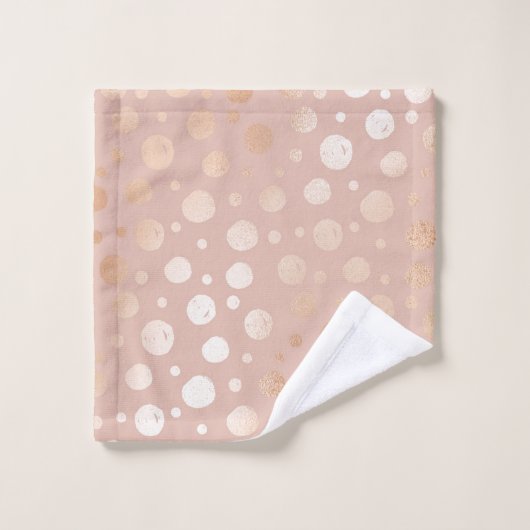 Rose-or et beige points motif (Gant de toilette)