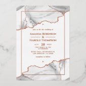 Rose Or et blanc Agate Mariage Foil Invitation (Recto)