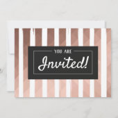 Rose or et noir style élégant invitation (Dos)