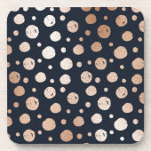 Rose-or et points noirs motif dessous de verre (Devant)