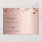 Rose or étoiles cigogne baby shower invitation (Dos)