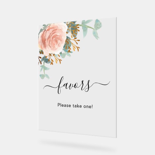 Rose or fleuri eucalyptus mariage faveur (Angle)