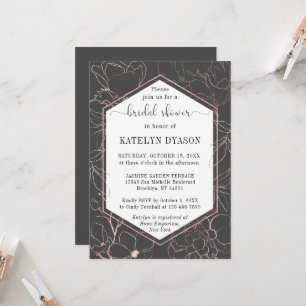 Rose or floral contours Bridal Shower Invitation