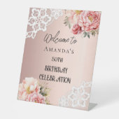 Rose or floraux dentelle signe d'anniversaire bien (Recto)