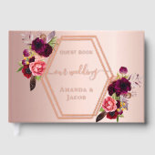 Rose or géométrique bordeaux rose fleurons mariage (Recto)