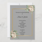 ROSE OR GRIS EUCALYPTUS FAIRE-PART DE MARIAGE BLAN (Devant)
