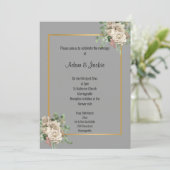 ROSE OR GRIS EUCALYPTUS FAIRE-PART DE MARIAGE BLAN (Debout devant)