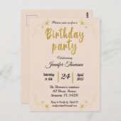 Rose or Invitation d'anniversaire (Devant / Derrière)